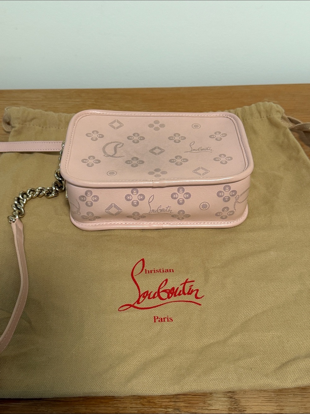 Christian Louboutin Pink Blush Leather Crossbody Camera Bag